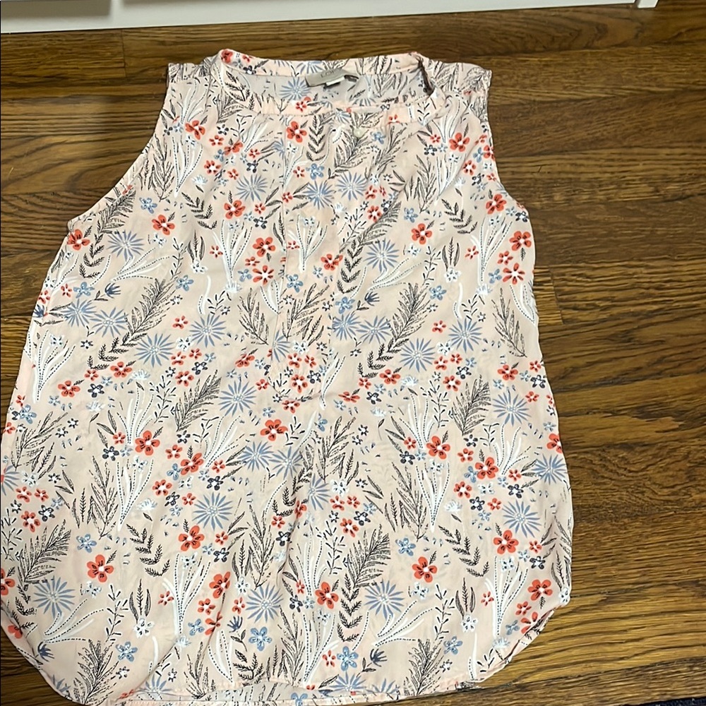 Loft Floral Sleeveless Top - Cream and Red